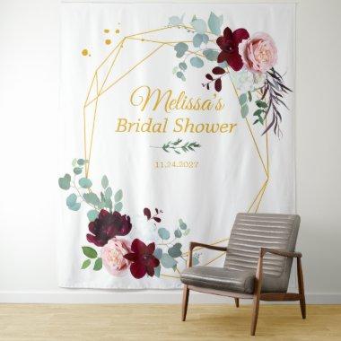 Floral Bridal Shower Gold Geometric Booth Backdrop