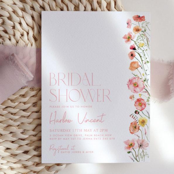 Floral Bridal Shower Invitations Wildflowers Modern