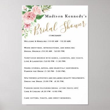 Floral Bridal Shower Itinerary Plan Fab Poster