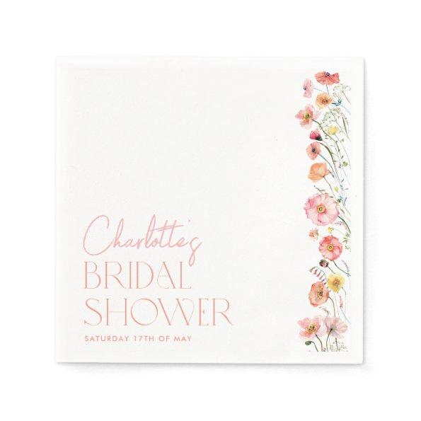 Floral Bridal Shower Poppy Wildflower Napkins