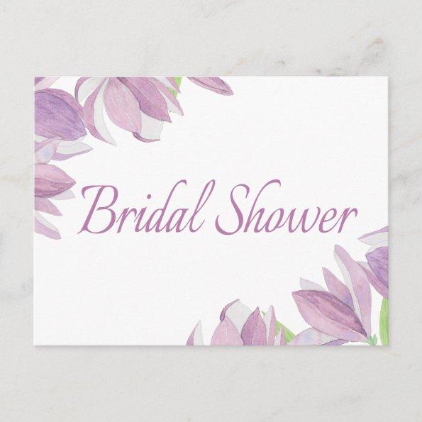 Floral Bridal Shower Purple Watercolor Flowers Invitation PostInvitations