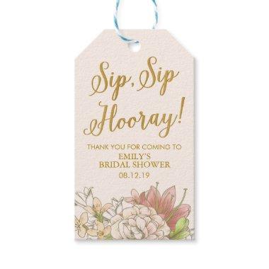 Floral Bridal Shower Sip Sip Hooray Wine Gift Tag