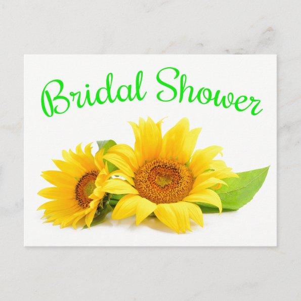Floral Bridal Shower Sunflower Yellow Green Flower Invitation PostInvitations