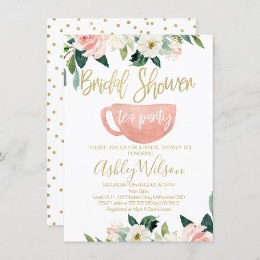 Floral Bridal Shower Tea Party Invitations