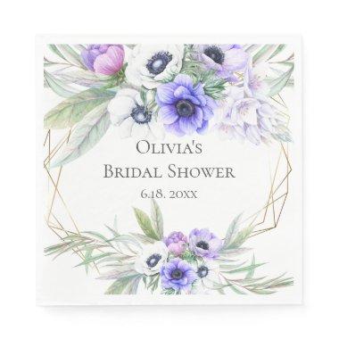 Floral Bridal Shower Violet Anemone Floral Napkins