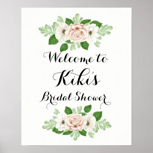 Floral bridal shower welcome sign