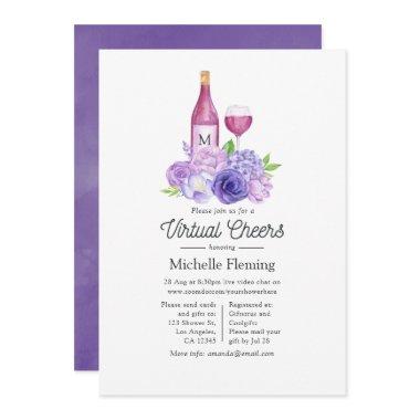 Floral Bridal Shower Wine Toasting Virtual Shower Invitations