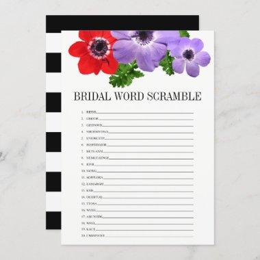 Floral Bridal Shower Word Scramble Game Invitations