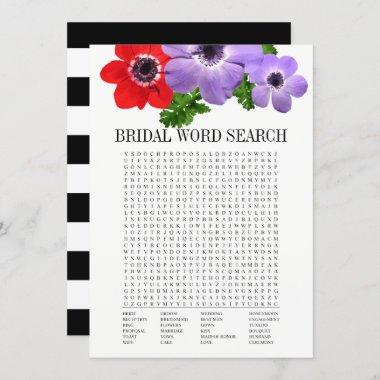 Floral Bridal Shower Word Search Game Invitations