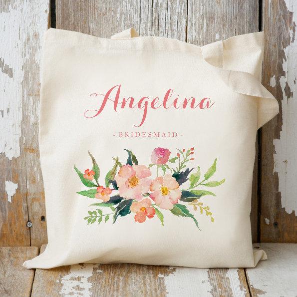 Floral Bridesmaid Personalized Tote Bag
