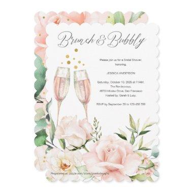 Floral Brunch and bubbly blush pink chic mimosa In Invitations