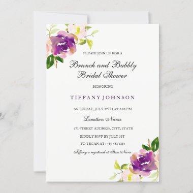 Floral Brunch And Bubbly Bridal Shower Invitations