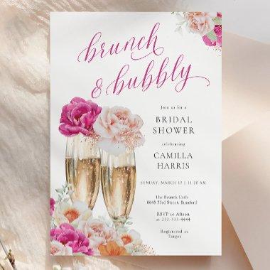 Floral Brunch and Bubbly Bridal Shower Invitations