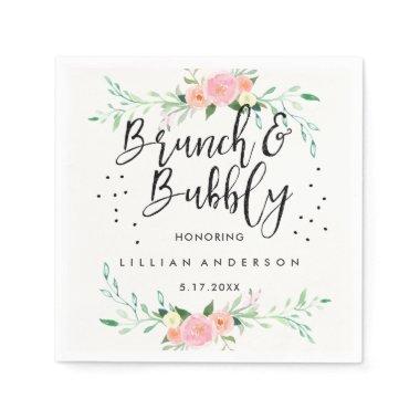 Floral Brunch and Bubbly Bridal Shower Napkin