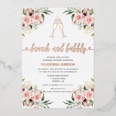 Floral Brunch and Bubbly  Rose Gold Foil