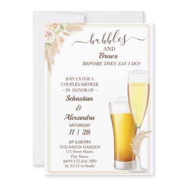 Floral Bubbles and Brews Couples Shower Invitations