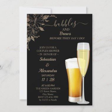 Floral Bubbles and Brews Couples Shower Invitations