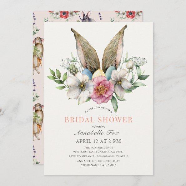 Floral Bunny Ear Bridal Shower Invitations