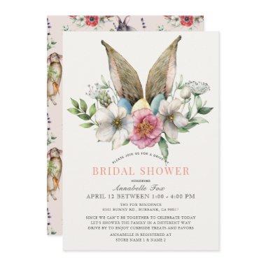 Floral Bunny Ear Drive-by Bridal Shower Invitations