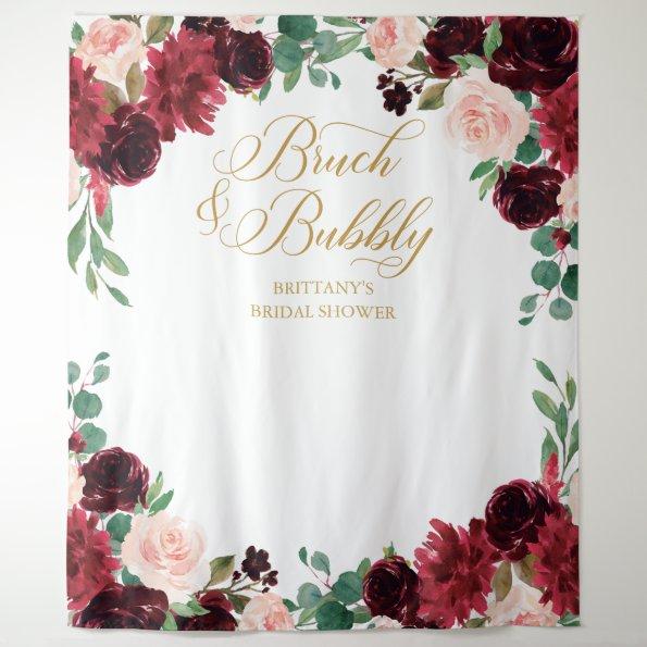 Floral Burgundy & blush Bridal Shower backdrop