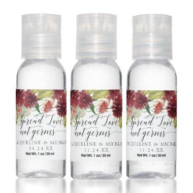 Floral Burgundy Blush Rose White Blooms Wedding Hand Sanitizer