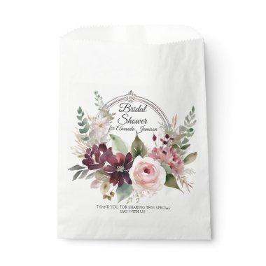 Floral Burgundy Pink Fall Leaves  Favor Bag