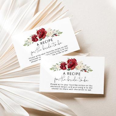 Floral Burgundy Recipe for the bride to be Enclosure Invitations