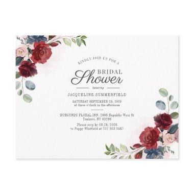 Floral Burgundy Watercolor Blush Bridal Shower Invitation PostInvitations