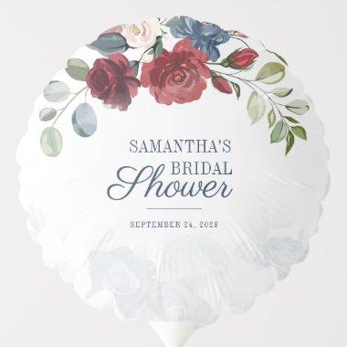 Floral Burgundy Watercolor Script Bridal Shower Balloon