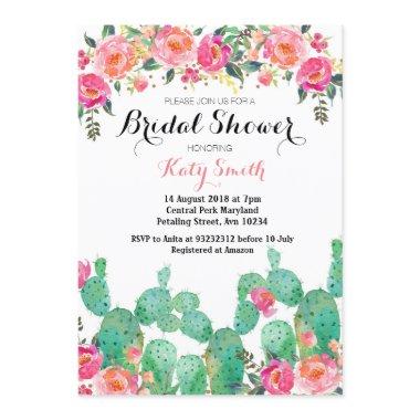 Floral Cactus Bridal Shower Invitations