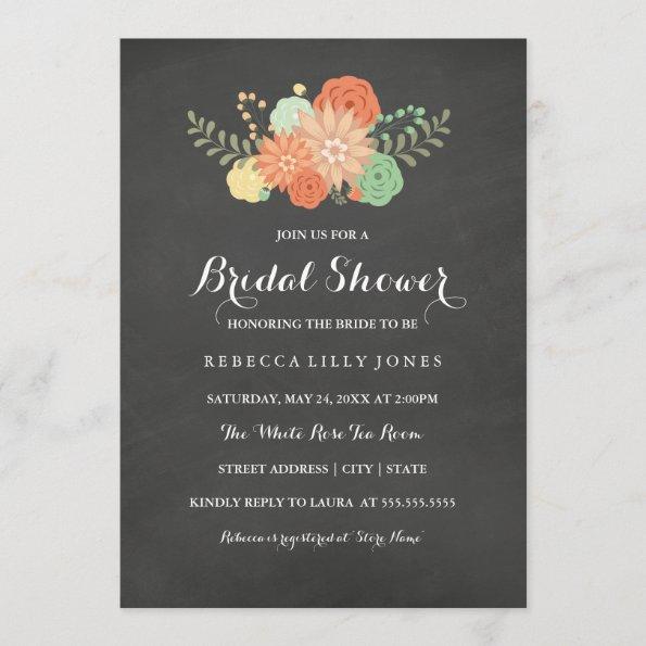 Floral Chalkboard Bridal Shower Invite