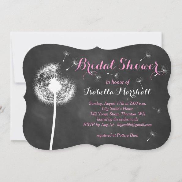 Floral Chalkboard Bridal Shower Invite (pink)