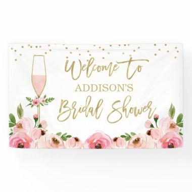 Floral Champagne Glass Bridal Shower Banner