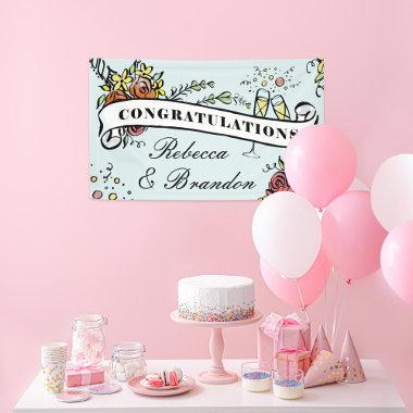 Floral Champagne Milestone Congratulations Banner