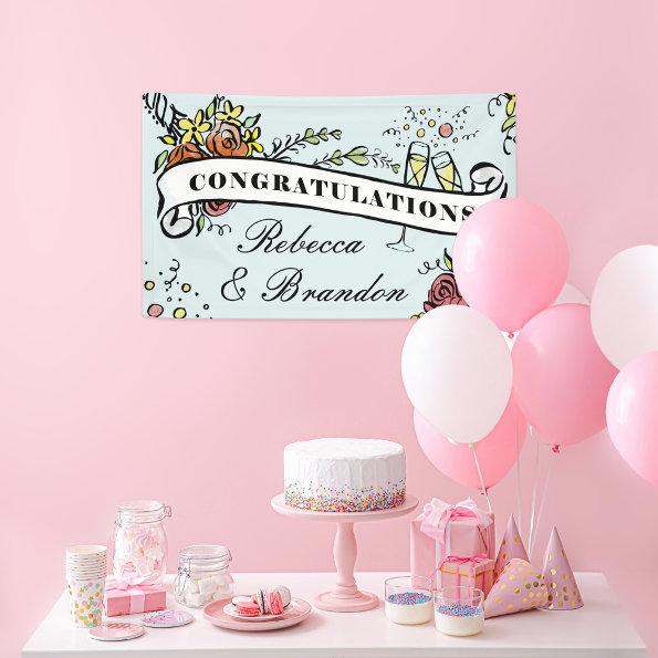 Floral Champagne Milestone Congratulations Banner