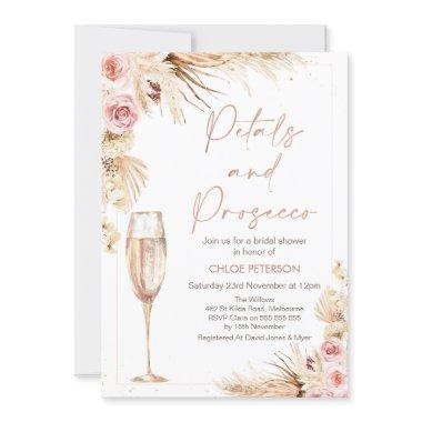 Floral Champagne Petals Prosecco Bridal Shower Invitations