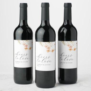 Floral Cheers To Love Wedding Wine Label