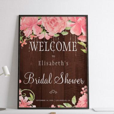 Floral chic lights bridal shower welcome sign