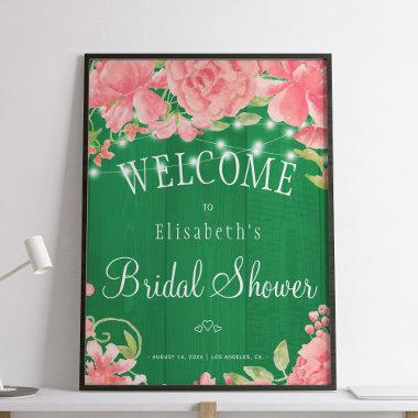 Floral chic rustic bridal shower welcome sign