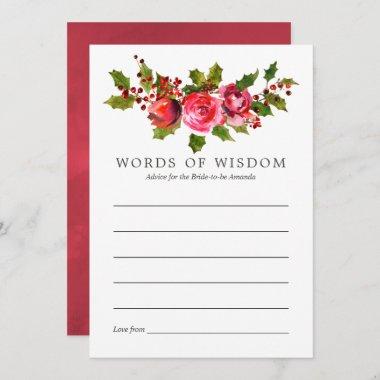 Floral Christmas Bridal Shower Advice for Bride Invitations