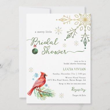 Floral Christmas Winter Merry Little Bridal Shower Invitations