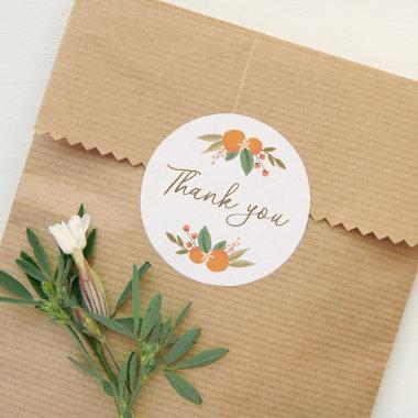 Floral Citrus Bridal Shower Thank You Classic Round Sticker