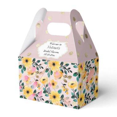 Floral country dusky pink gold polka dot pattern f favor boxes