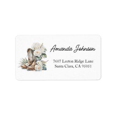 Floral Cowgirl Boots Bridal Shower Label