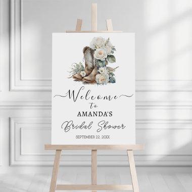 Floral Cowgirl Boots Bridal Shower Welcome Foam Board