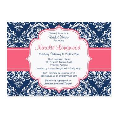 Floral Damask baby or bridal shower Invitations