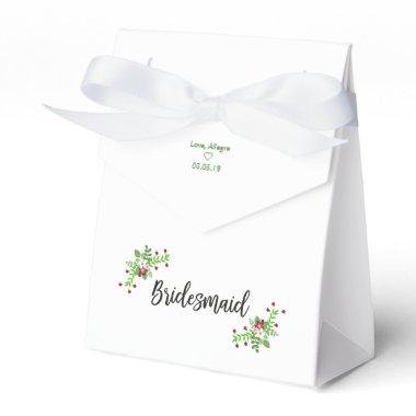 Floral Design with Bridesmaid quote Favor Boxes