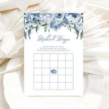 Floral Dusty Blue Bridal Bingo Game Invitations