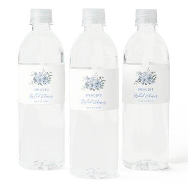 Floral Dusty Blue  Favor Water Bottle Label