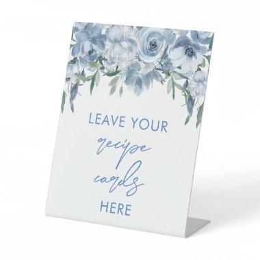 Floral Dusty Blue Recipe Invitations Here Pedestal Sign